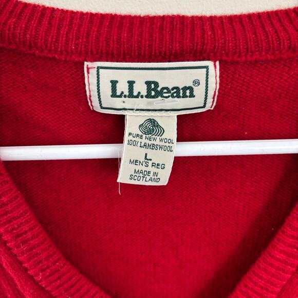 Vintage L.L. Bean Men's Red Lambs Wool Sweater Vest Made in Scotland Size L - Picture 2 of 5